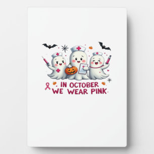 im Oktober tragen wir rosa Brustkrebs-Bewusstsein Fotoplatte