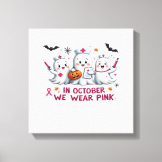 im Oktober tragen wir rosa Brustkrebs-Bewusstsein  Leinwanddruck