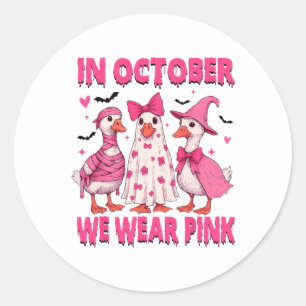 Im Oktober tragen wir rosa Brustkrebs-Bewusstsein Runder Aufkleber