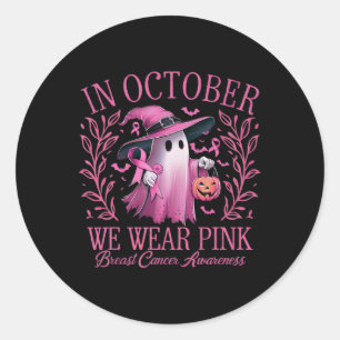 Im Oktober tragen wir rosa Brustkrebs-Bewusstsein Runder Aufkleber