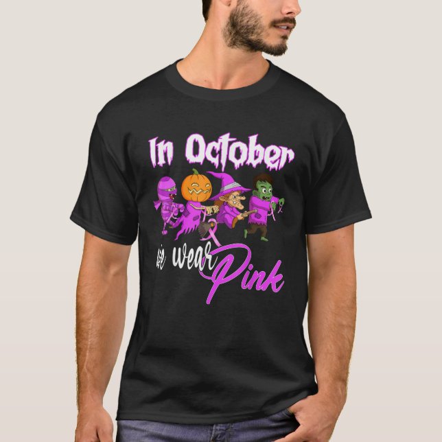 Im Oktober tragen wir rosa Brustkrebs-Bewusstsein  T-Shirt (Vorderseite)