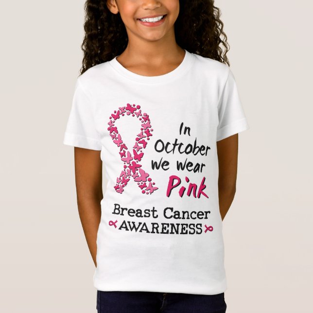 Im Oktober tragen wir rosa Brustkrebs-Bewusstsein T-Shirt (Vorderseite)