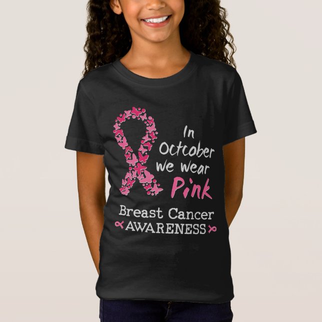 Im Oktober tragen wir rosa Brustkrebs-Bewusstsein T-Shirt (Vorderseite)
