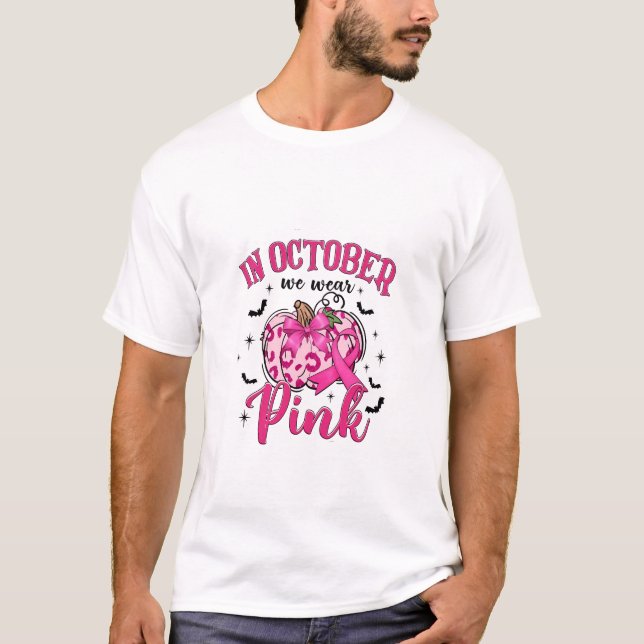 Im Oktober tragen wir rosa Brustkrebs-Bewusstsein T-Shirt (Vorderseite)