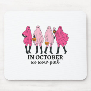 Im Oktober tragen wir rosa Brustkrebs Funny Ghost Mousepad