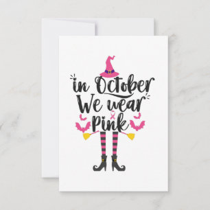 Im Oktober tragen wir rosa Brustkrebs, Hexengesche RSVP Karte