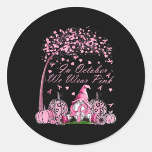 Im Oktober tragen wir rosa Brustkrebs im Herbst Runder Aufkleber