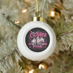 Im Oktober tragen wir Rosa Brustkrebsaufklärung Keramik Kugel-Ornament