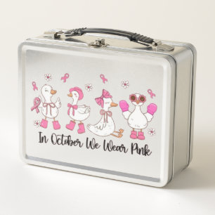 Im Oktober tragen wir rosa Entendesign 🎀 🦆 💗 Metall Brotdose