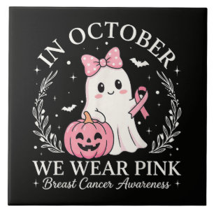 Im Oktober tragen wir rosa Geist Halloween Fliese