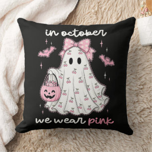 im Oktober tragen wir rosa Geist Halloween Kissen