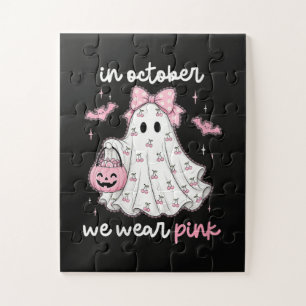 im Oktober tragen wir rosa Geist Halloween Puzzle