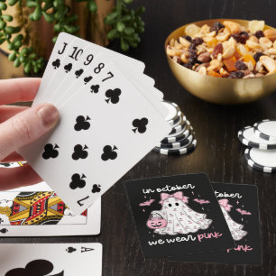 im Oktober tragen wir rosa Geist Halloween Spielkarten