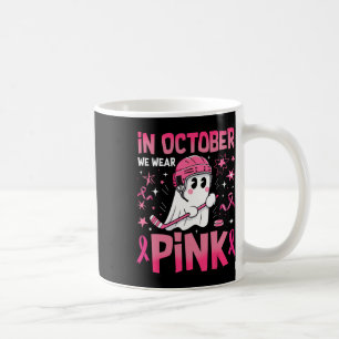 Im Oktober tragen wir rosa Geist-Hockey-Brustkrebs Kaffeetasse