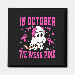 Im Oktober tragen wir rosa Geist-Hockey Brustkrebs Magnet