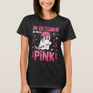 Im Oktober tragen wir rosa Geist-Hockey-Brustkrebs T-Shirt