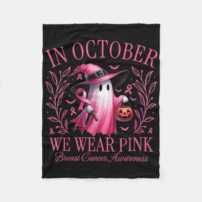 Im Oktober tragen wir rosa Geister Brustkrebs-Awar Fleecedecke (Vorderseite)