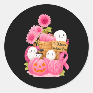 Im Oktober tragen wir rosa Geister und Pumpkins fü Runder Aufkleber