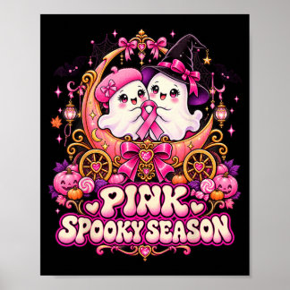 Im Oktober tragen wir rosa Geisterhexe Brustkrebs Poster