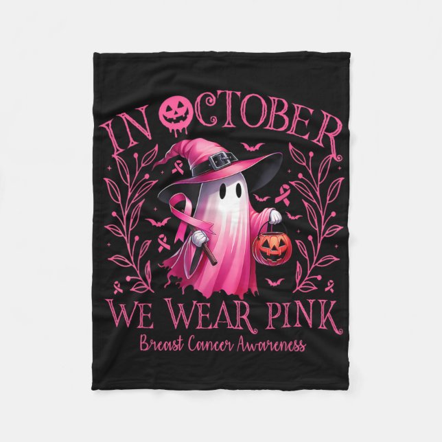 Im Oktober tragen wir rosa Geisterhexen Brustkrebs Fleecedecke (Vorderseite)