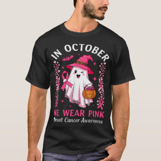 Im Oktober tragen wir rosa Geisterhexen Brustkrebs T-Shirt