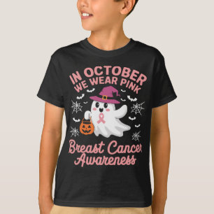 Im Oktober tragen wir rosa Geisterhexen Brustkrebs T-Shirt