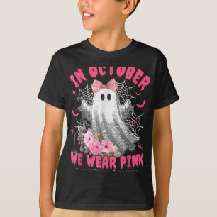 Im Oktober tragen wir rosa Geisterhexen Brustkrebs T-Shirt