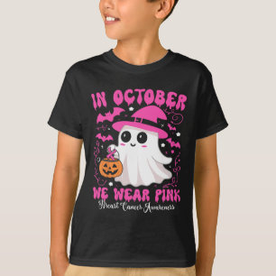 Im Oktober tragen wir rosa Geisterhexen Brustkrebs T-Shirt