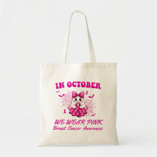 Im Oktober tragen wir rosa Geisterhexen Brustkrebs Tragetasche