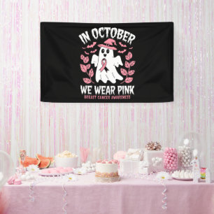 Im Oktober tragen wir rosa Halloween Hexe Banner