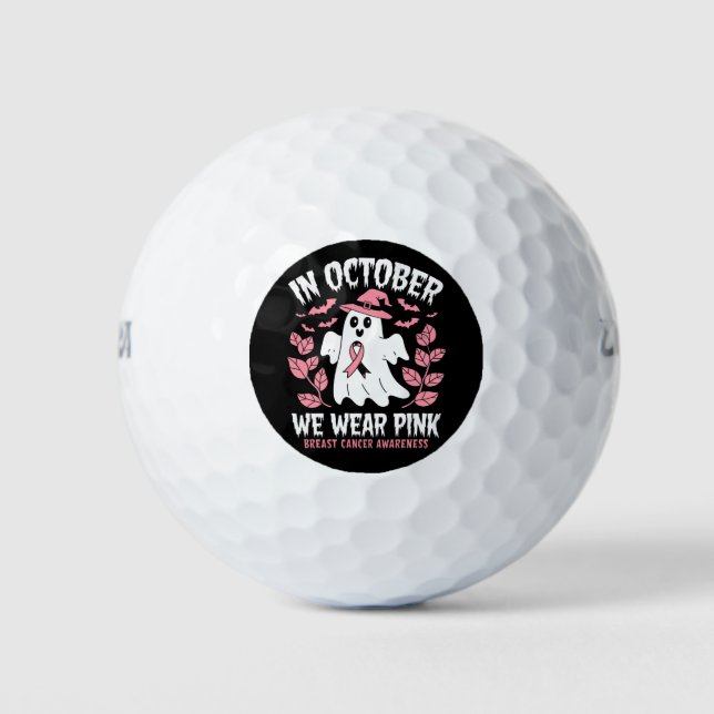 Im Oktober tragen wir rosa Halloween Hexe Golfball (Vorderseite)