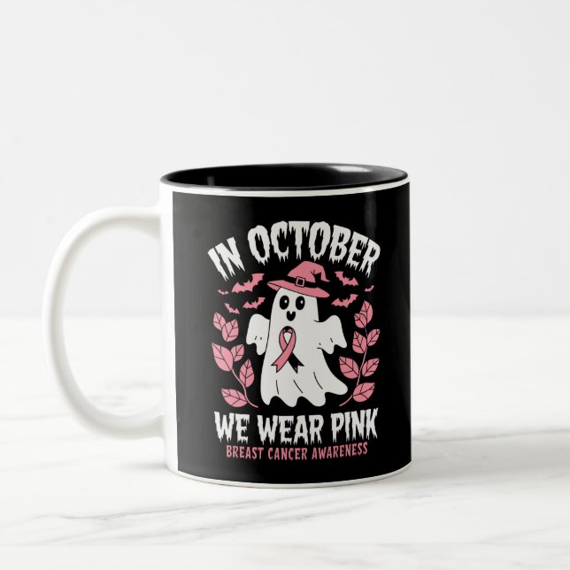 Im Oktober tragen wir rosa Halloween Hexe Zweifarbige Tasse (Links)