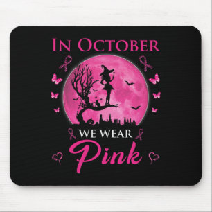 Im Oktober tragen wir rosa Halloween Hexenbrust Mousepad