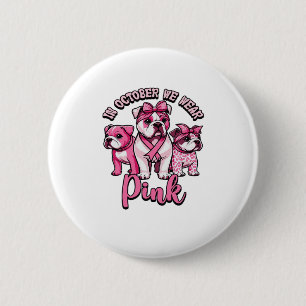 Im Oktober tragen wir Rosa � Halloween Süße Hunde  Button