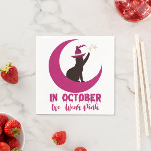 Im Oktober tragen wir rosa Katze Brustkrebsbewusst Serviette