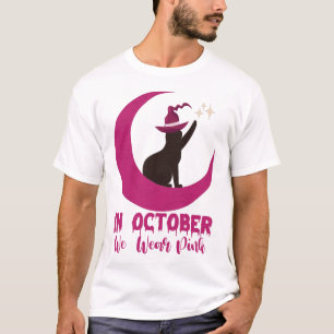 Im Oktober tragen wir rosa Katze Brustkrebsbewusst T-Shirt