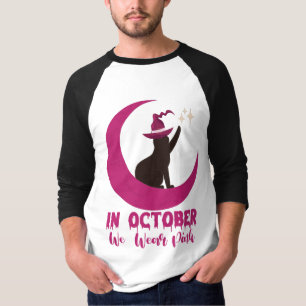 Im Oktober tragen wir rosa Katze Brustkrebsbewusst T-Shirt