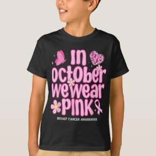 Im Oktober tragen wir rosa Retro Disco Brustkrebs T-Shirt
