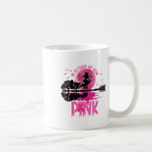 Im Oktober tragen wir rosa Ribbon, Halloween Bre Kaffeetasse
