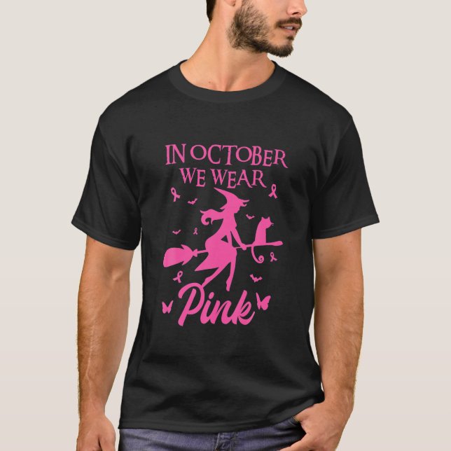 Im Oktober tragen wir rosa Ribbon Halloween T-Shirt (Vorderseite)
