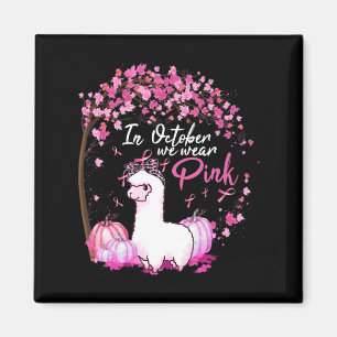 Im Oktober tragen wir rosa Ribbon Lamas Brustkrebs Magnet