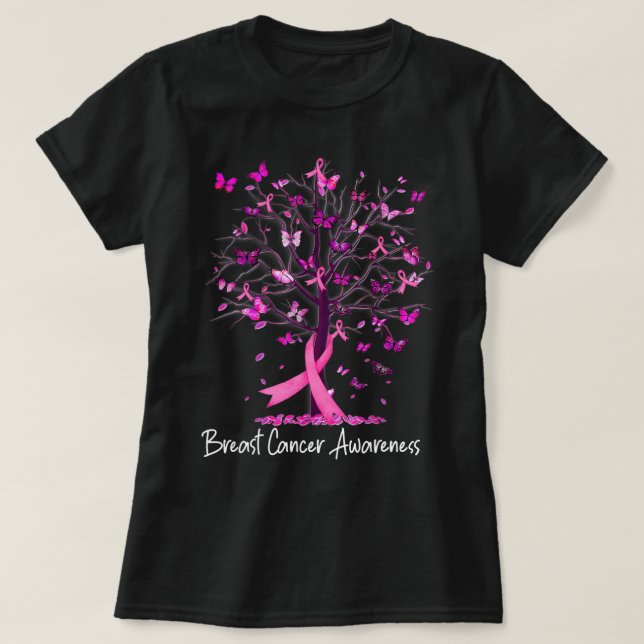 Im Oktober tragen wir rosa Ribbon Tree Brustkrebs T-Shirt (Design vorne)