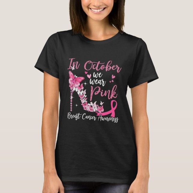 Im Oktober tragen wir rosa Schmetterlinge Heelse B T-Shirt (Vorderseite)