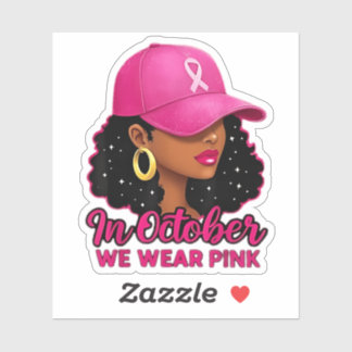 Im Oktober tragen wir rosa schwarze Frauen Brustkr Aufkleber