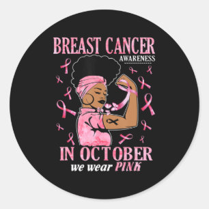 Im Oktober tragen wir rosa schwarze Frauen Brustkr Runder Aufkleber