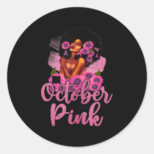 Im Oktober tragen wir rosa schwarze Frauen Brustkr Runder Aufkleber