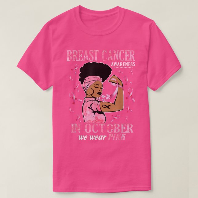 Im Oktober tragen wir rosa schwarze Frauen Brustkr T-Shirt (Design vorne)