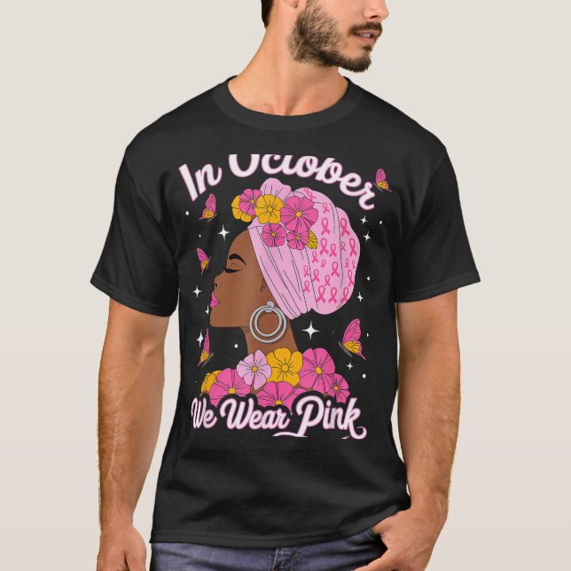 Im Oktober tragen wir rosa schwarze Frauen Brustkr T-Shirt (Vorderseite)