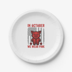 Im Oktober tragen wir rosa Schwein-Bewusstseins-De Pappteller