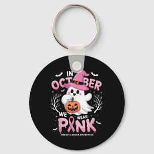 Im Oktober tragen wir rosa Shirt Ghost Brustkrebs Schlüsselanhänger